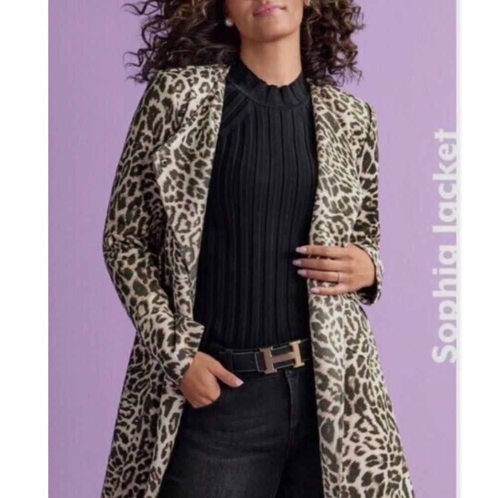 Cabi Leopard Print Long Coat - Neutral Tones